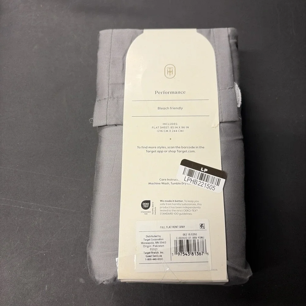 Full 400 Thread Count Performance Flat Sheet Dark Gray Threshold: Cotton 20530